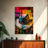 Western Cowboy Hat, rustic decor, graffiti wall art, vibrant color art, framed canvas print, southwest wall art, moody art