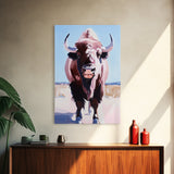 Majestic Bison, Southwest Wall Art, Rustic Decor, Bull And Bear Art, Canvas Print, Farmhouse Style, Living Room Art, Western Painting