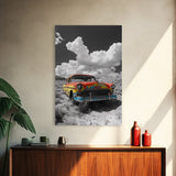 Vintage Car, Custom Car Painting, Graffiti Wall Art, Rustic Art, Old Car Scene, Moody Art, Framed Canvas Print, Landscape Art