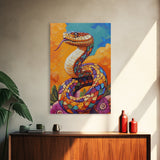 Colorful Snake, Mosaic Snake Painting, Desert Wall Art, Southwest Decor, Boho Art, Living Room Art, Canvas Print, Gift Idea