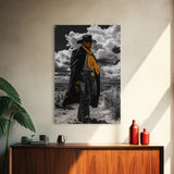 Cowboy Art, Western Wall Art, Black Cowgirl Painting, Southwest Decor, Moody Art, Rustic Home Decor, Framed Canvas Print, Gift Idea