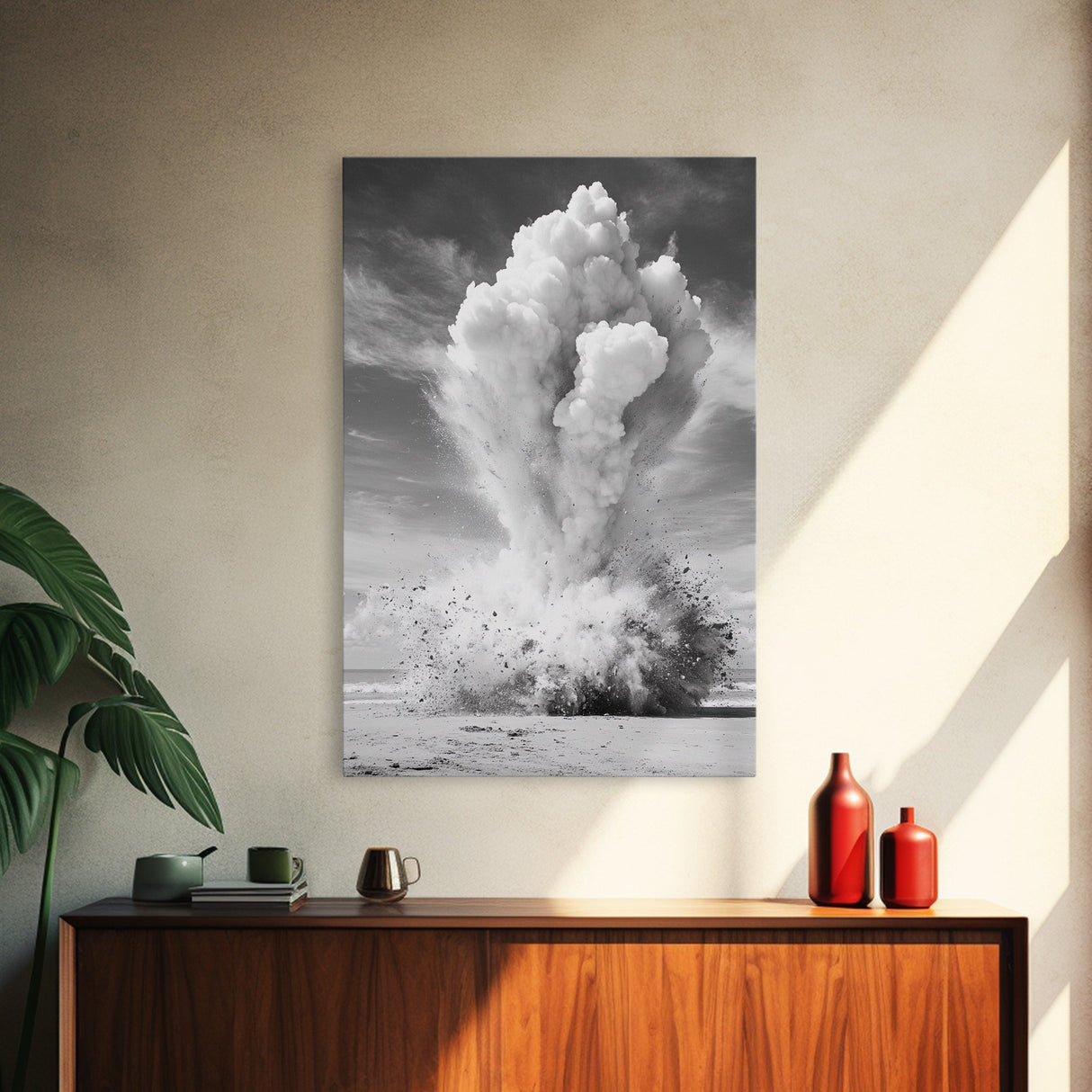 Explosion art, science art, moody art, dark romance painting, wabi sabi art, unique wall art, rustic decor, canvas print, above sofa art