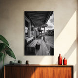 Western town, rustic wall art, farmhouse art, extra wide art, above couch art, cowboy decor, horizontal wall art, framed canvas print