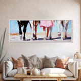 Horse Walk, western art, cowboy painting, rustic decor, extra wide art, panoramic art, framed canvas print, long narrow wall art