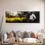 Cowboy in Field, Rustic Wall Art, Farmhouse Art, Canvas Print, Vintage Horse Art, Extra Wide Art, Moody Art, Wabi Sabi Art