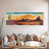 Southwest Wall Art, Framed Canvas Print, Joshua Tree Art, Desert Landscape Painting, Extra Wide Art, Rustic Wall Art, Above Couch Art, Gift Idea