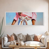 Minimalist Art, Framed Canvas Print, Fashion Illustration, Pink Wall Art, Modern Decor, Extra Wide Art, Light Pink Wall Art, Bedroom Art