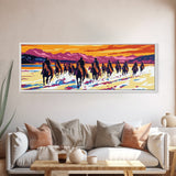 Cowboy Art, Framed Canvas Print, Southwest Wall Art, Vintage Horse Art, Rustic Wall Art, Extra Wide Art, Above Sofa Art, Gift Idea