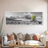 Mountain scene, mountain painting, landscape painting, wabi sabi art, nature art, minimalist art, framed canvas print, extra wide art