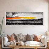Fence at Sunset, moody landscape art, Joshua tree art, smoky mountain painting, dark romance art, extra wide art, framed canvas print