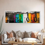 Western Leather, geometric wall art, blotter art, extra wide art, rustic wall art, panoramic painting, Framed Canvas Print, wabi sabi art