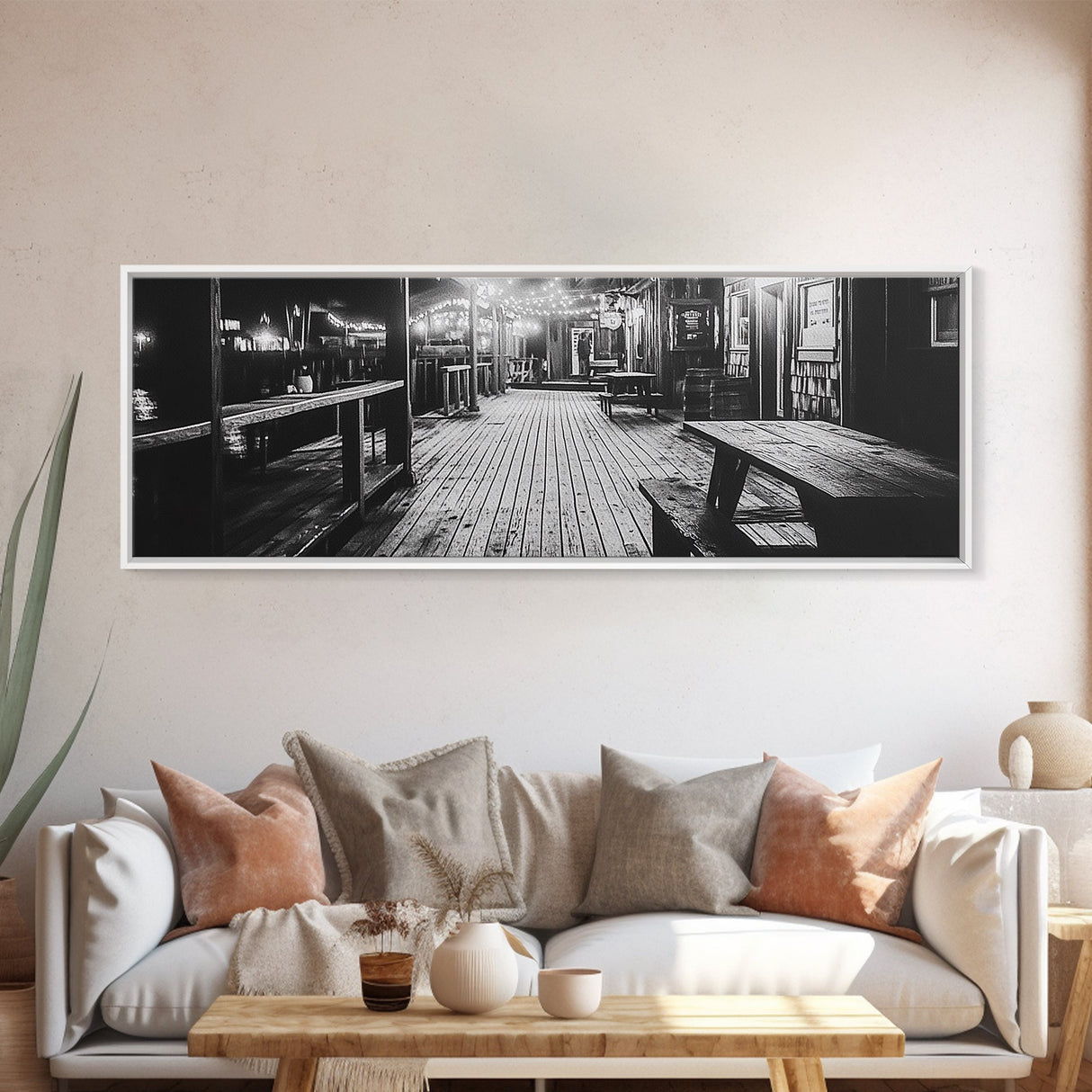 Old Wooden Dock, Moody Art, Canvas Print, Coastal Decor, Rustic Wall Art, Wabi Sabi Art, Extra Wide Art, Nautical Wall Art