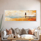 Desert Woman, African art, coastal wall art, rustic decor, minimalist painting, warm tones, framed canvas print, extra wide art