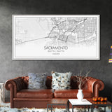Sacramento City Map, California Art, Map Print, Minimalist Wall Art, Wall Art, Canvas Art, Large Wall Art, Room Décor, Office Prints
