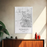 Sacramento Street Map, California Map, City Map Art, Minimalist Art, Wall Art, Canvas Print, Girls Room Art, Gift For Women, Travel Décor