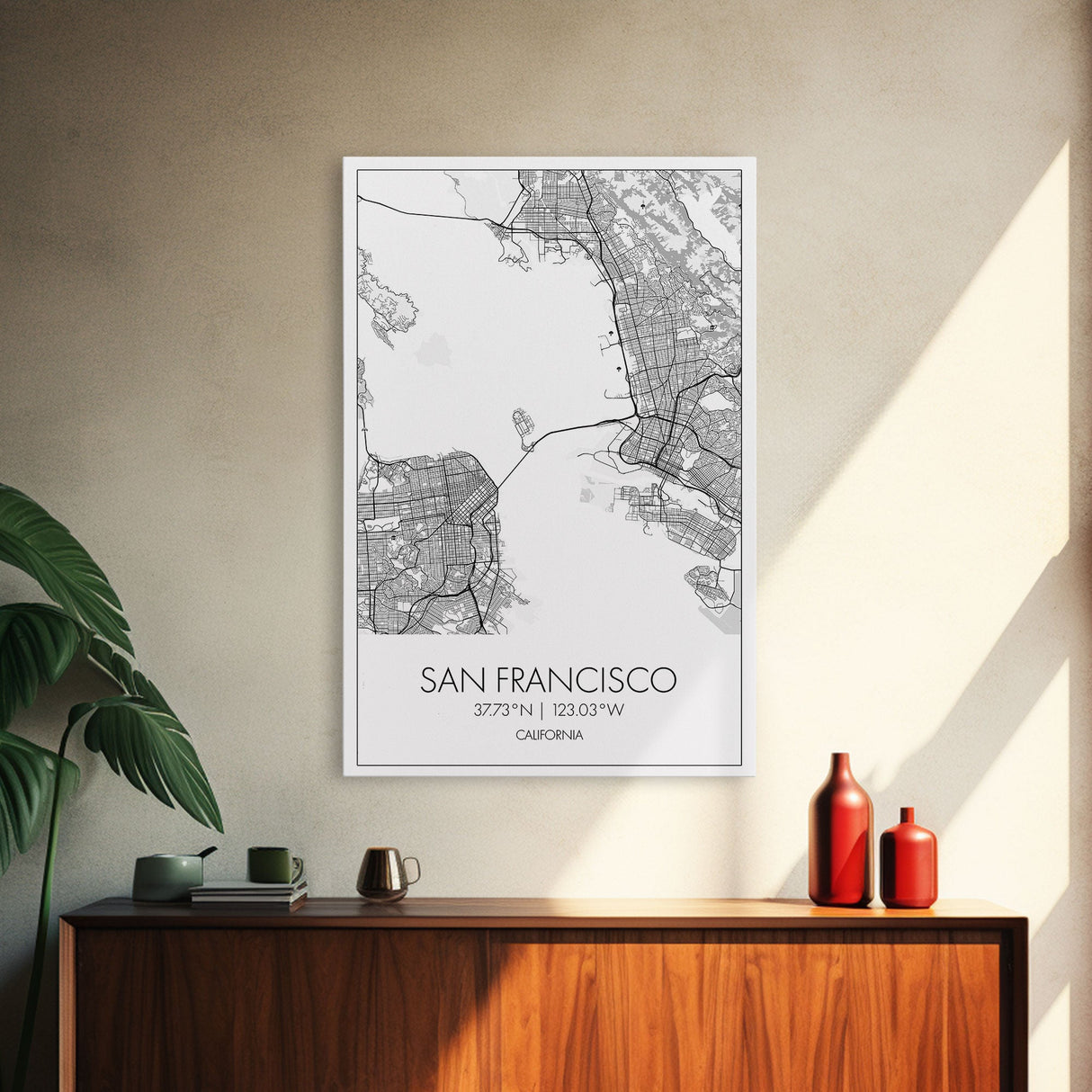 San Francisco Street Map, California Map, City Map Print, Minimalist Art, Wall Art, Canvas Print, Family Room Décor, Gift For Travelers