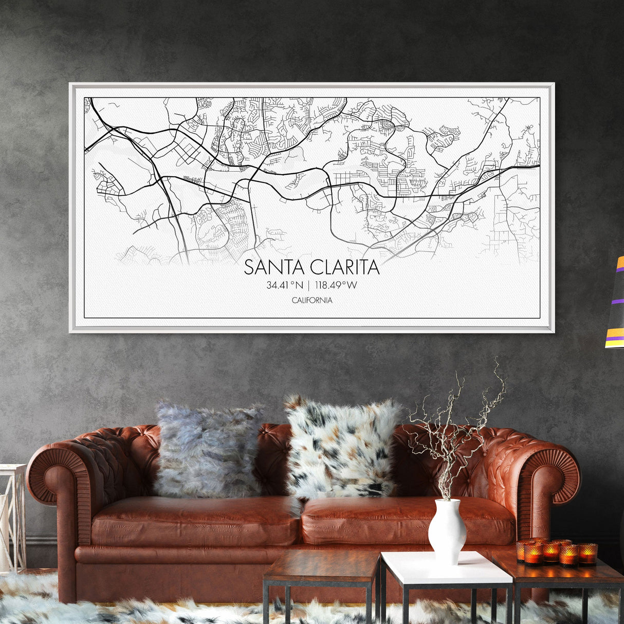 Santa Clarita City Map, California Art, Map Print, Modern Wall Art, Wall Art, Canvas Art, Best Friend Gifts, Family Room Art, Home Décor