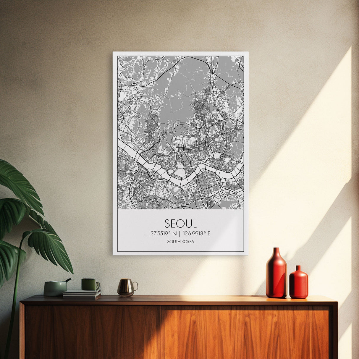 Seoul Street Map, South Korea Map, Asia City Map Print, Minimalist Art, Wall Art, Canvas Print, Travel Gift For Women, Travel Wall Décor