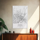 Toledo Street Map, Ohio Map, City Map Print, Modern Wall Art, Wall Art, Canvas Print, Friendship Gift, Wall Decoration, Travel Wall Art