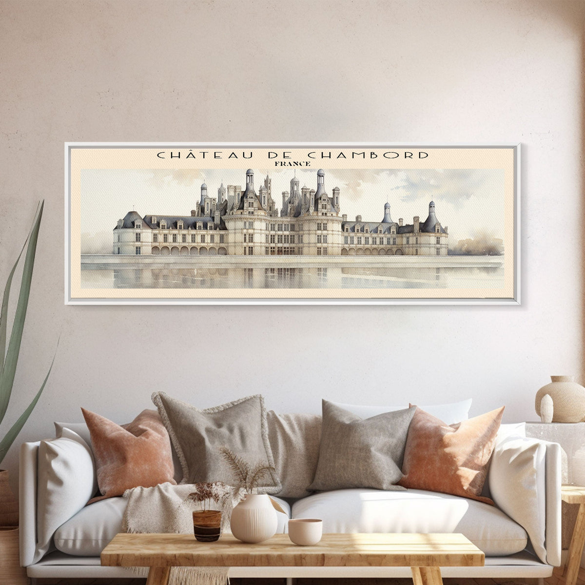 Château de Chambord Travel Poster Print, Framed Canvas Print, COUNTRY Travel Art, Wood Framed Art, Wall Hanging, Home Decor
