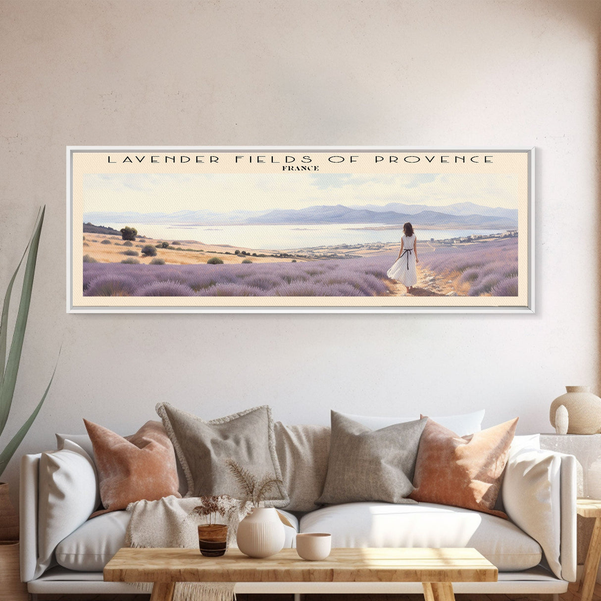 Lavender Fields of Provence Travel Poster Print, Framed Canvas Print, COUNTRY Travel Art, Wood Framed Art, Wall Hanging, Home Decor