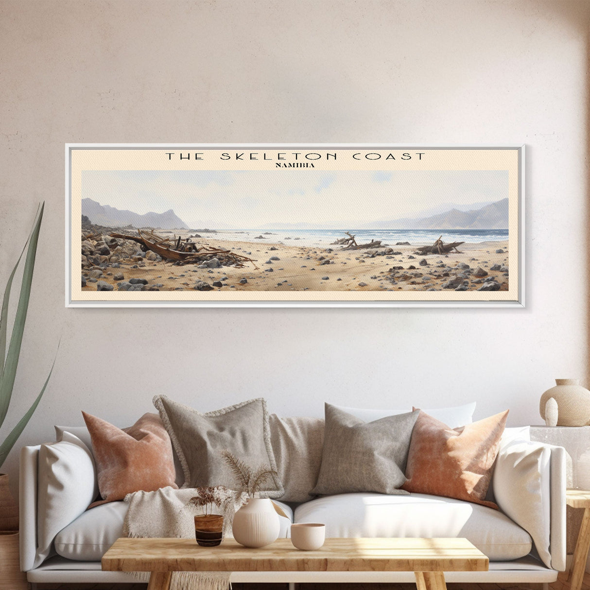 The Skeleton Coast Travel Poster Print, Framed Canvas Print, COUNTRY Travel Art, Wood Framed Art, Wall Hanging, Home Decor