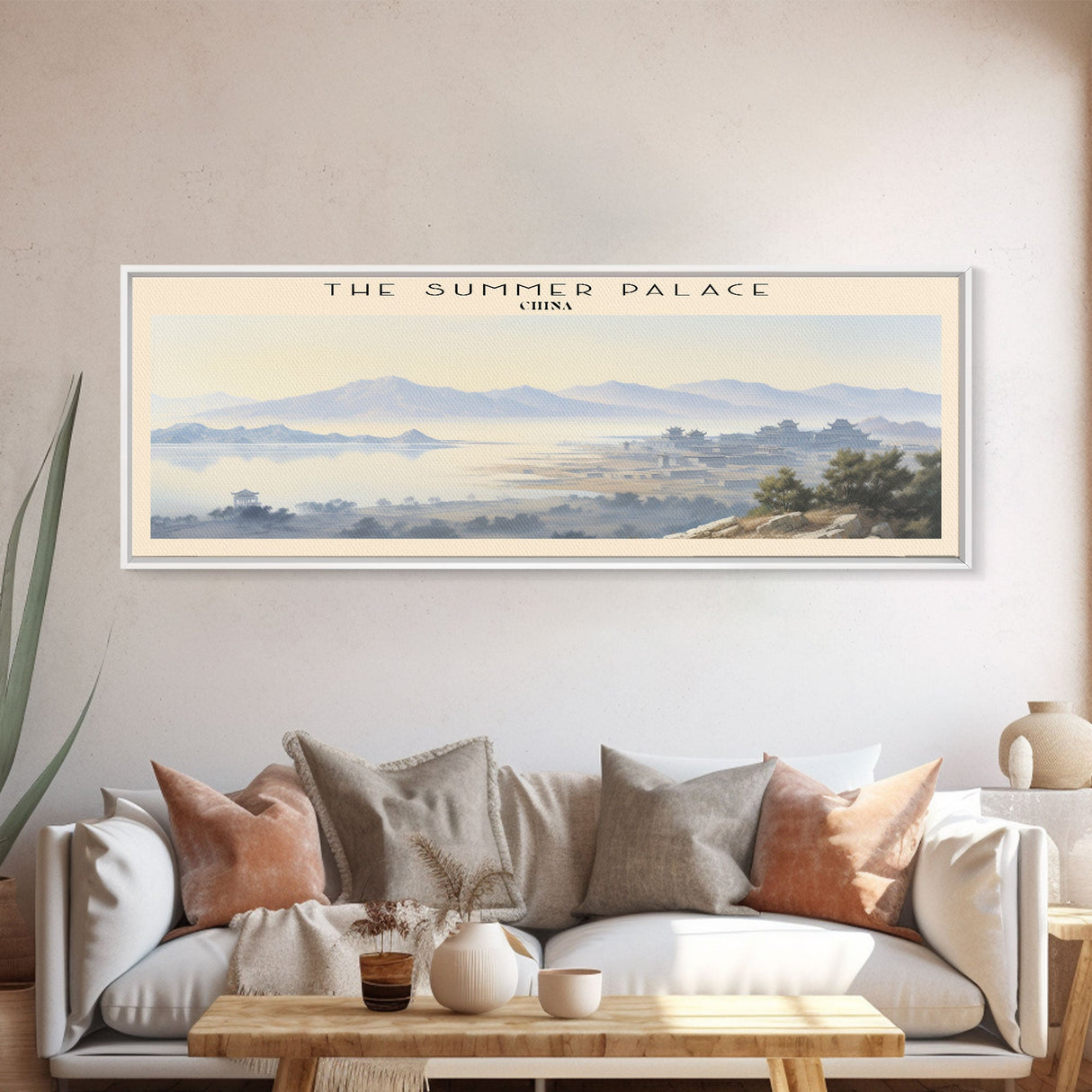 The Summer Palace COUNTRY Travel Poster Print, Framed Canvas Print, COUNTRY Travel Art, Wood Framed Art, Wall Hanging, Home Decor