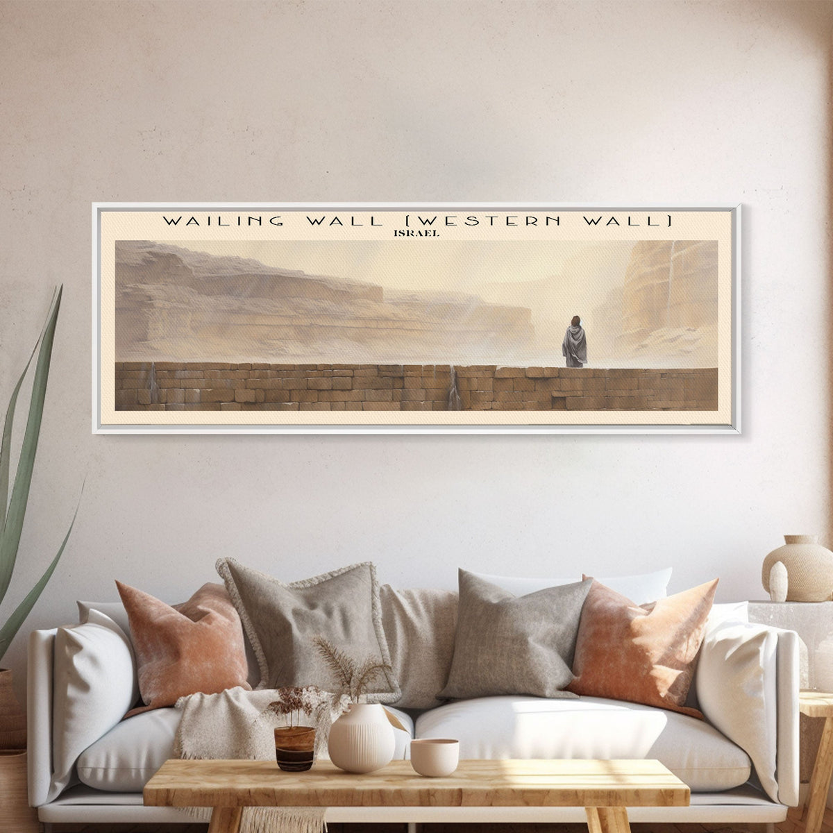 Wailing Wall COUNTRY | Framed Travel Poster Canvas Print | Trendy Wall Art | Watercolor Painting | Living Room Art | Unique Art