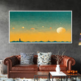 Art deco light house at sunset canvas print, sunset, vintage 20s style wall art, 30s style wall art, orange and turquoise sunset art