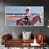 Cowboy Riding Bucking Horse, High Energy Framed Canvas Print, Perfect for Western Living Room Art, Bedroom Decor, Rustic Home Wall Art
