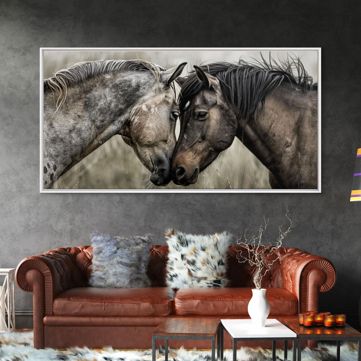 Heartfelt Connection of Two Horses, Ideal for Living Room Art, Framed Canvas Print, Bedroom Decor, Home Decoration, Animal Lover Gift
