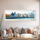 Aberdeen, Scotland Panoramic Travel Poster Canvas Print, Aberdeen, Scotland Painting, Scotland Art, Aberdeen Panoramic Travel Art, Travel Painting