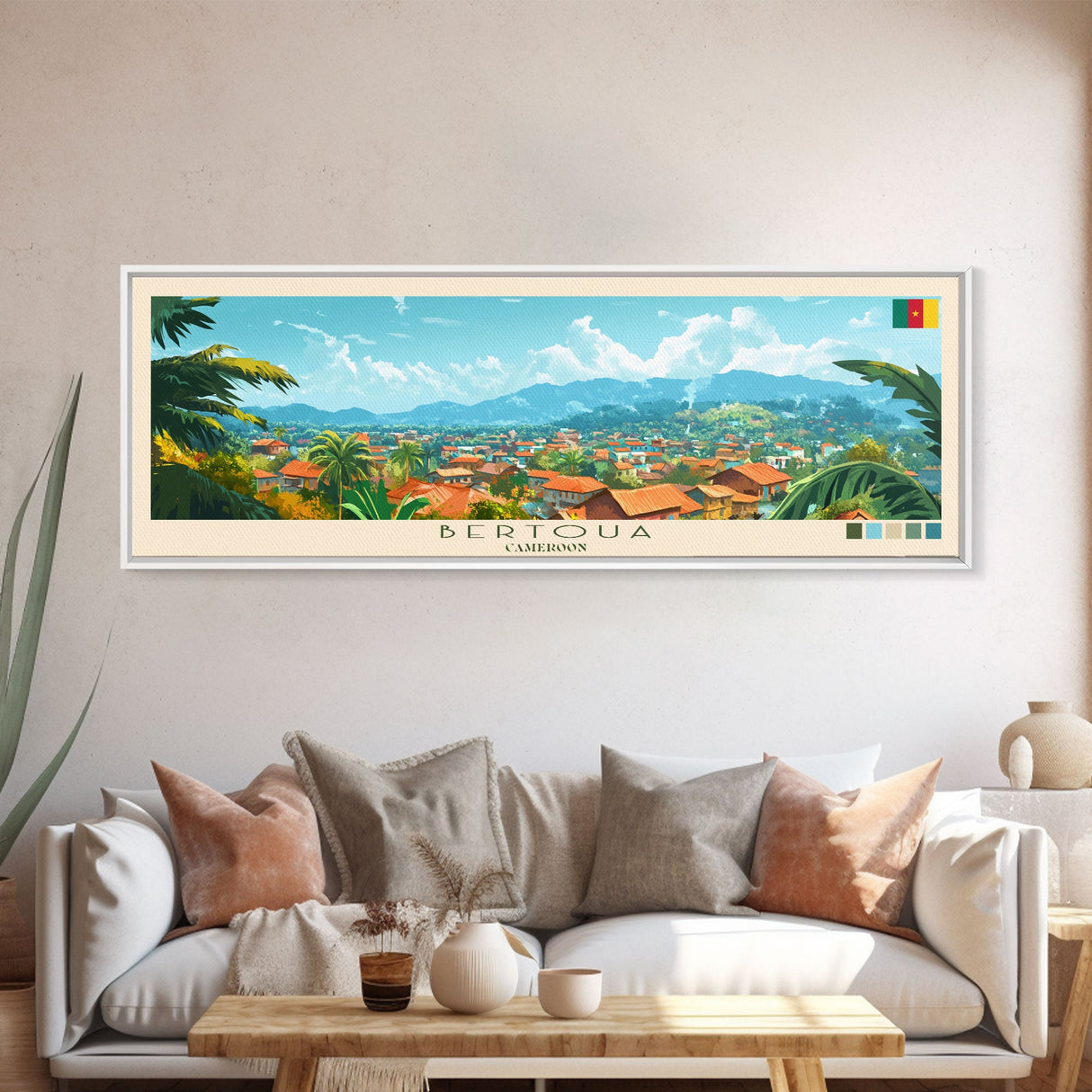 Bertoua, Cameroon Travel Poster Panoramic Canvas Print, Bertoua, Cameroon Painting, Cameroon Art, Bertoua Travel Art, Guest Room Painting