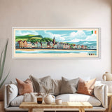 Bray, Ireland Panoramic Travel Poster Canvas Print, Bray, Ireland Painting, Ireland Art, Bray Travel Art, Guest Room Painting