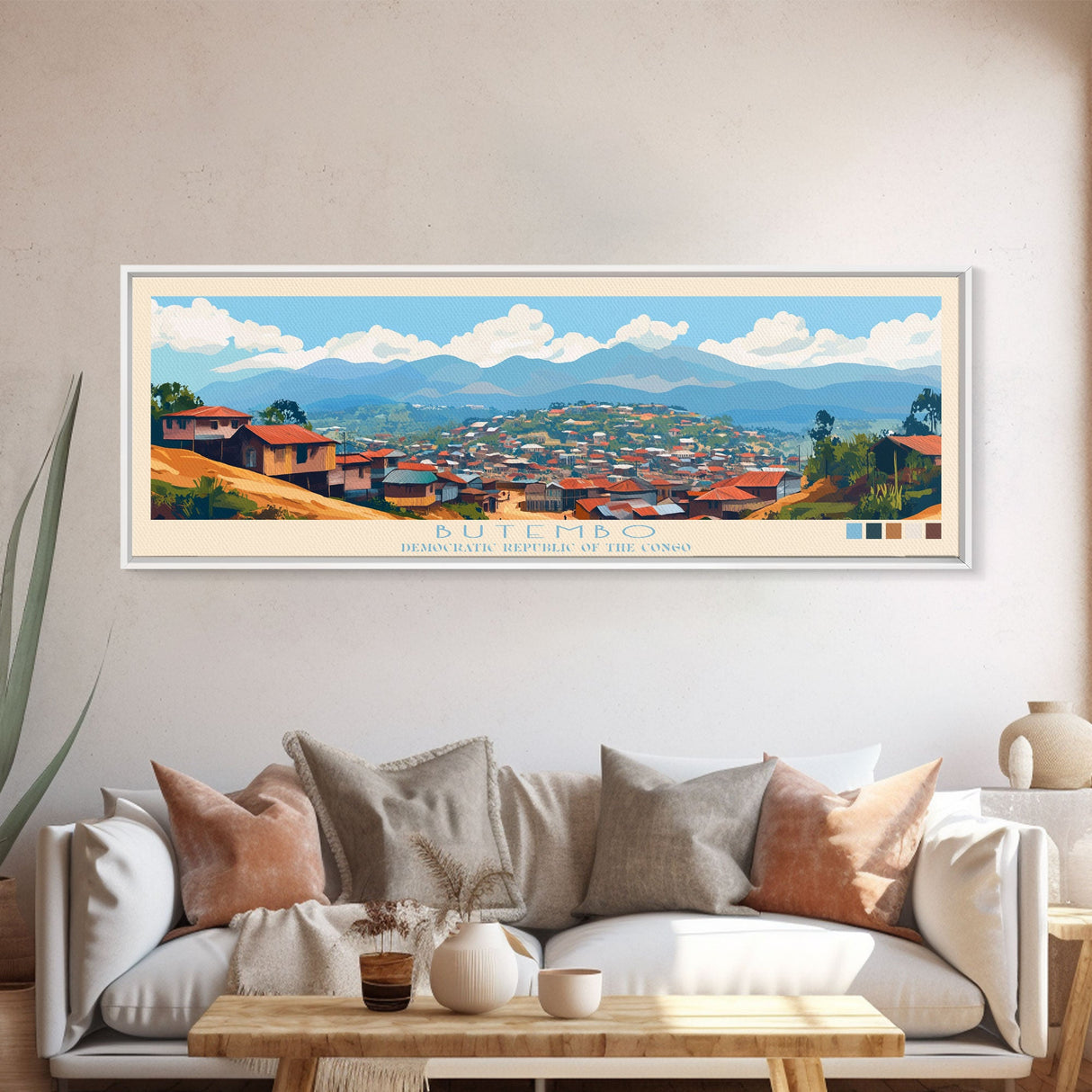 Butembo, Congo Panoramic Travel Poster Canvas Print, Butembo, Congo Painting, Congo Art, Butembo Panoramic Travel Art, Travel Painting