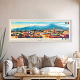 Chimalhuacan, Mexico Panoramic Travel Poster Canvas Print, Chimalhuacan, Mexico Painting, Mexico Art, Chimalhuacan Travel Art, Guest Room Painting