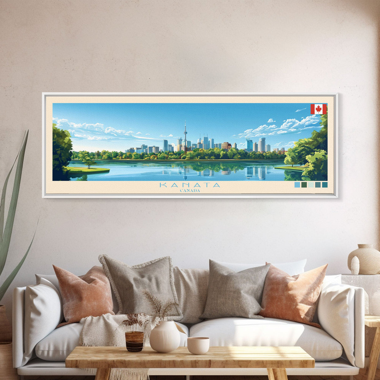 Kanata, Canada Travel Poster Panoramic Canvas Print, Kanata, Canada Painting, Canada Art, Kanata Travel Art, Guest Room Painting