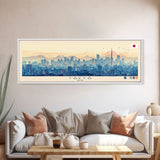 Tōkyō, Japan Panoramic Travel Poster Canvas Print, Tōkyō, Japan Painting, Japan Art, Tōkyō Travel Art, Living Room Painting