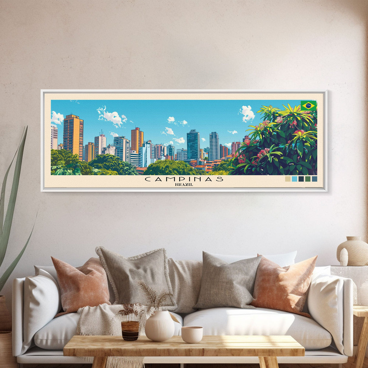 Campinas, Brazil Panoramic Canvas Print, Campinas, Brazil Painting, Brazil Art, Campinas Travel Poster, Travel Art, Housewarming Gift