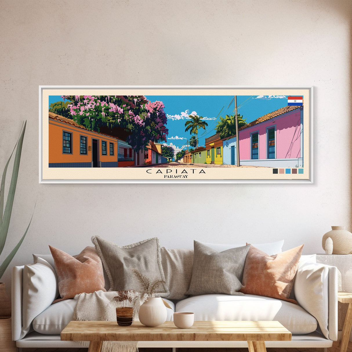 Capiata, Paraguay Panoramic Canvas Print, Capiata, Paraguay Painting, Paraguay Art, Capiata Travel Poster, Travel Art, Guest Room Painting