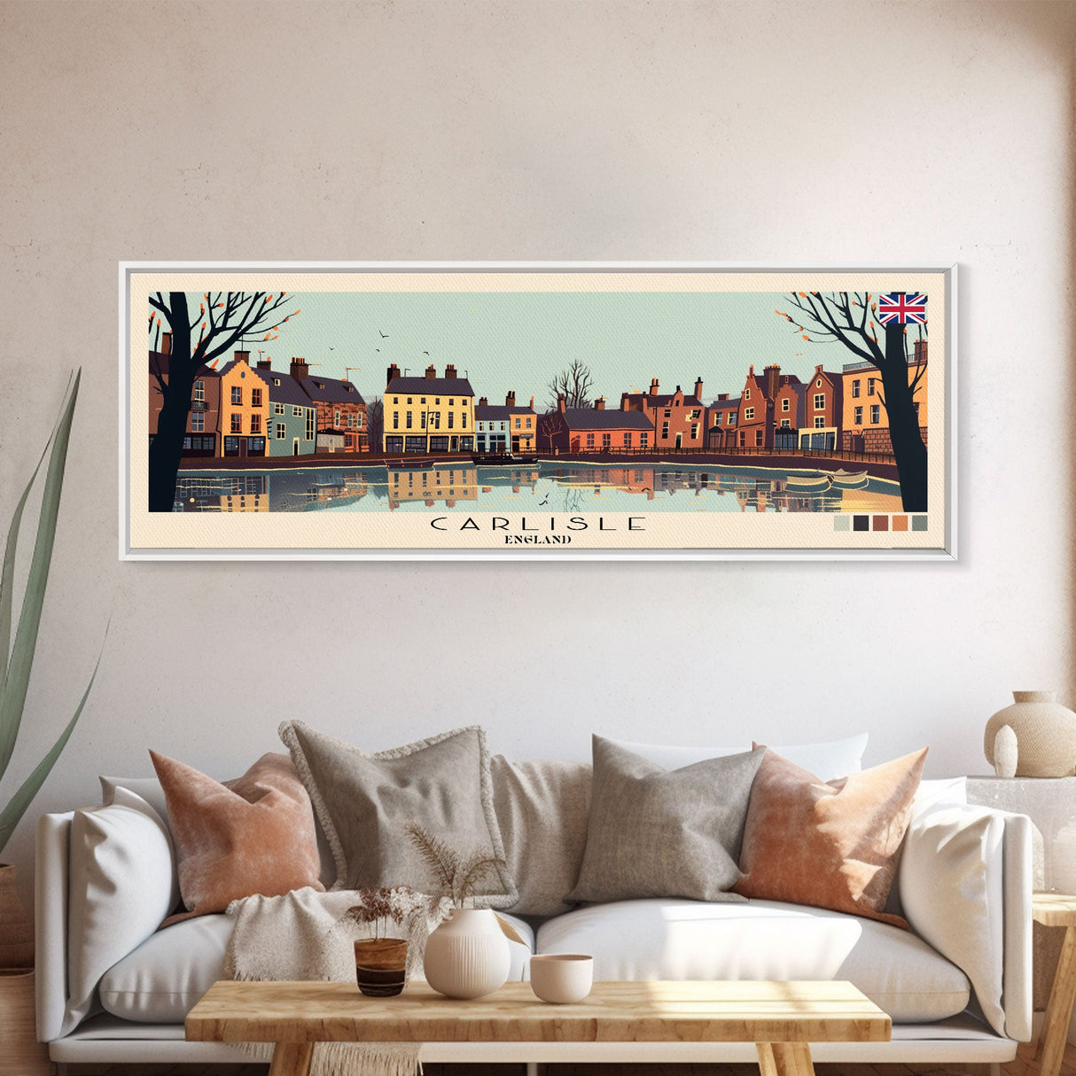 Carlisle, England Panoramic Canvas Print, Carlisle, England Painting, England Art, Carlisle Travel Poster, Travel Art, Vacation Gift