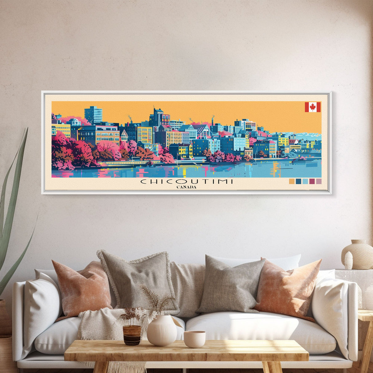 Chicoutimi, Canada Panoramic Canvas Print, Chicoutimi, Canada Painting, Canada Art, Chicoutimi Travel Poster, Travel Art, Guest Room Painting