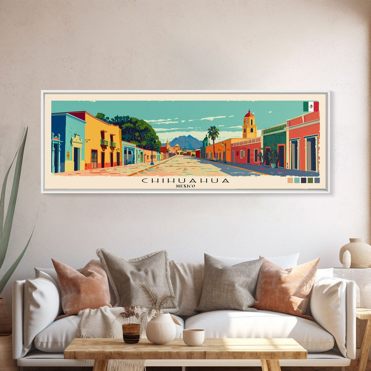 Chihuahua, Mexico Panoramic Canvas Print, Chihuahua, Mexico Painting, Mexico Art, Chihuahua Travel Poster, Travel Art, Vacation Gift