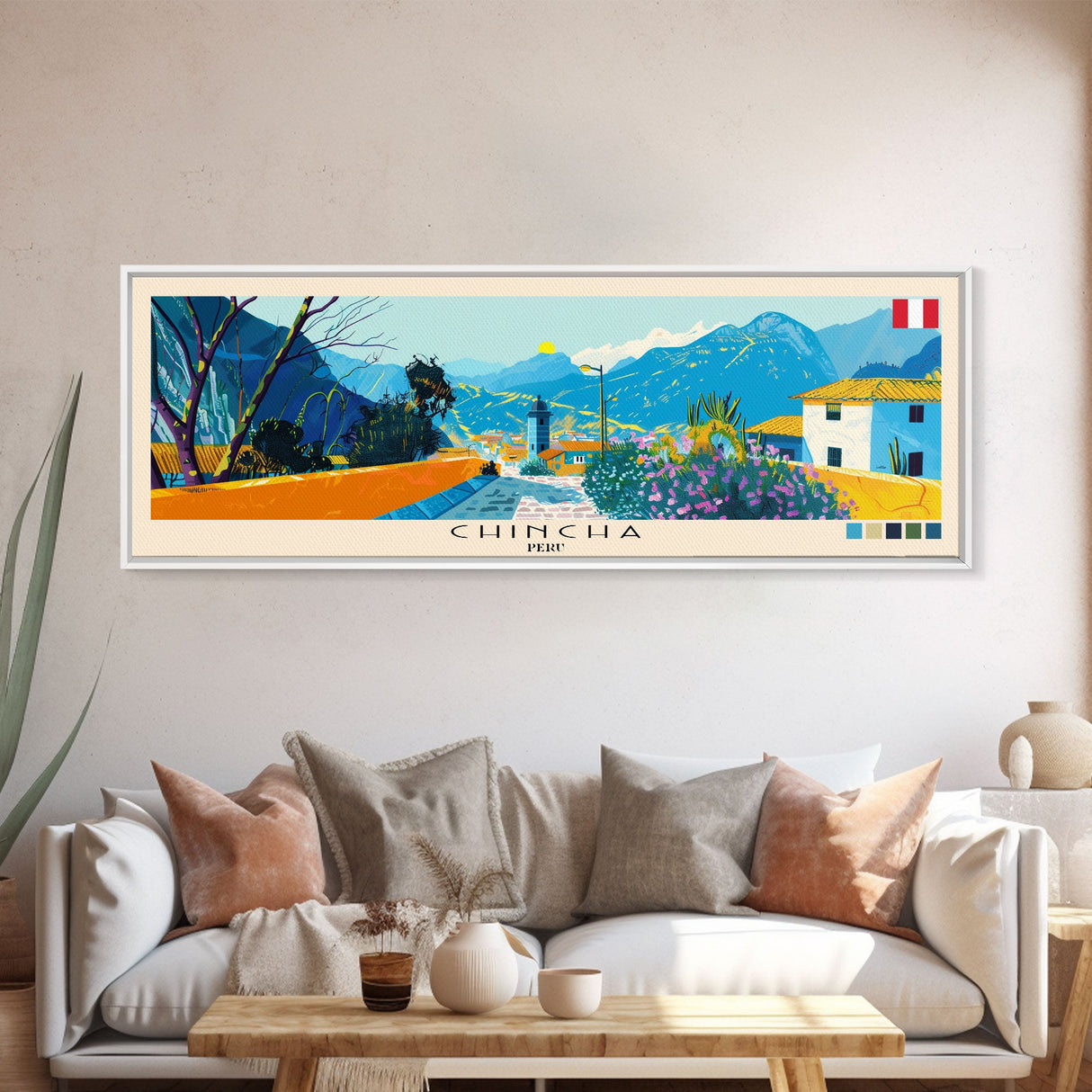 Chincha, Peru Panoramic Canvas Print, Chincha, Peru Painting, Peru Art, Chincha Travel Poster, Travel Art, Guest Room Painting