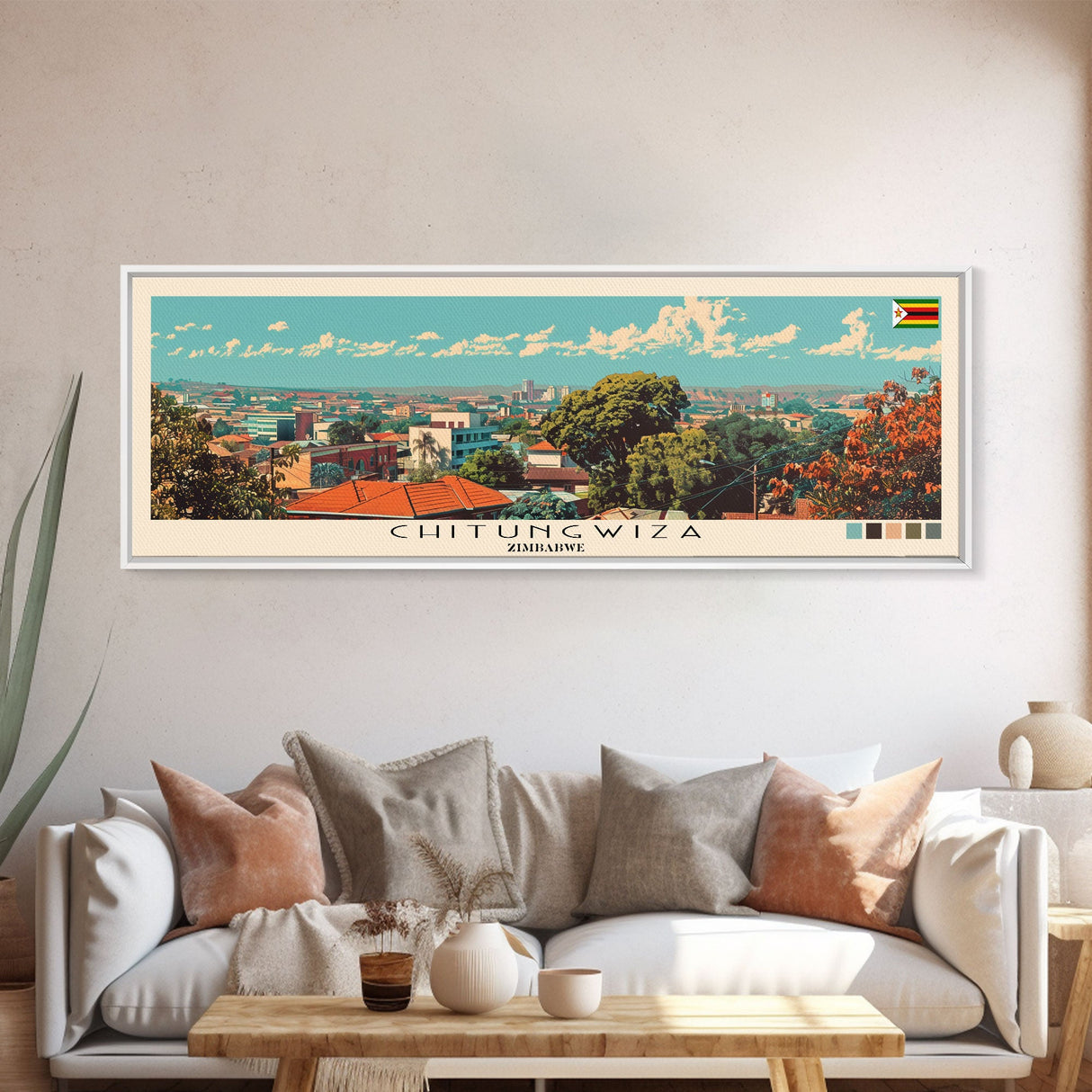 Chitungwiza, Zimbabwe Panoramic Canvas Print, Chitungwiza, Zimbabwe Painting, Zimbabwe Art, Chitungwiza Travel Poster, Travel Art, Vacation Gift
