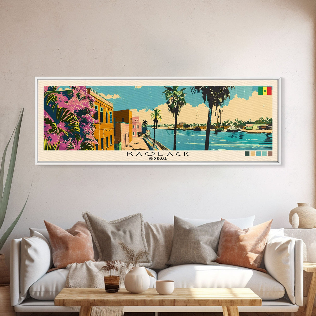 Kaolack, Senegal Panoramic Canvas Print, Kaolack, Senegal Painting, Senegal Art, Kaolack Travel Poster, Travel Art, Living Room Painting