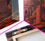 Gothic Red Eerie Castle Fine Art Print, Wall Poster, Wall Art Print