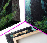 Fantasy Forest with Temple Steps, Wall Decor, Ready To Hang Framed Canvas Print, Oversize Wall Art