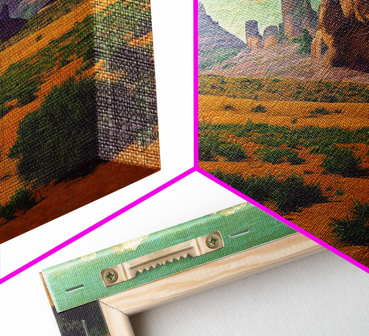 Pueblo Style Art, Painting Of the Arizona Desert, Wall Decor, Ready To Hang Framed Canvas Print, Oversize Wall Art