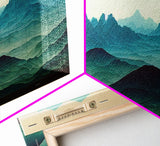 Emerald Green Rolling Hills and Mountains, Landscape Art, Ready To Hang Canvas Print, Framed Wall Art